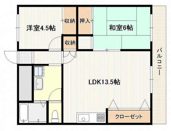 AD.ONES皆賀(2LDK/1階)の間取り写真