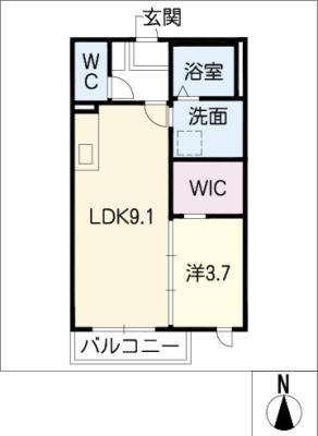 ボヌール(1LDK/2階)の間取り写真