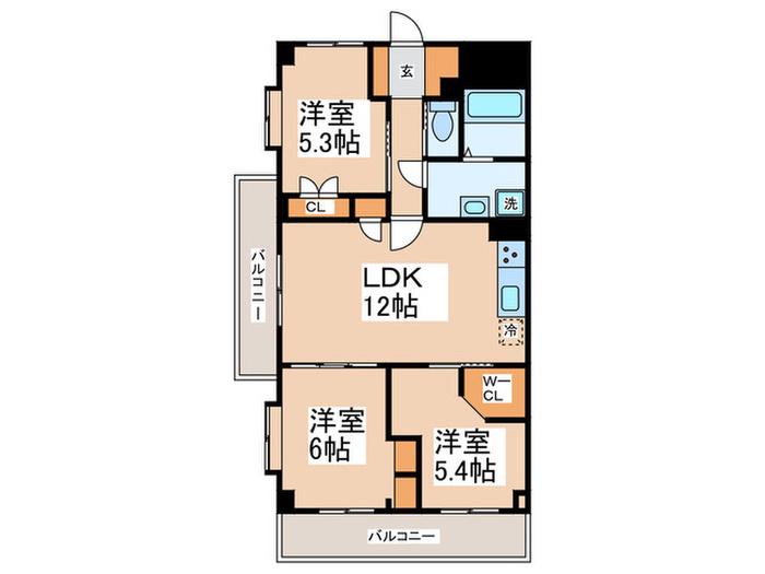 ビューハイツ高山(3LDK/5階)の間取り写真