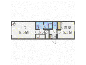 ティーケイ南郷(1LDK/1階)の間取り写真
