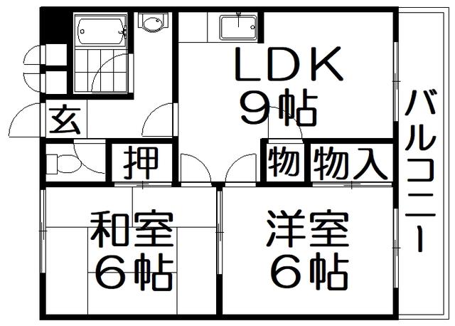ロイヤルハイツさつき丘(2LDK/4階)の間取り写真