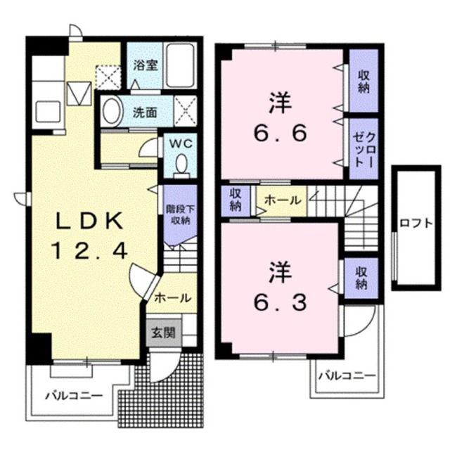 ツインズ(2LDK/1階)の間取り写真