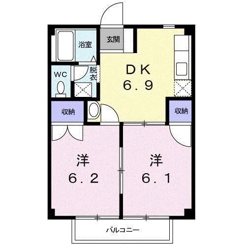 NKMやわら(2DK/2階)の間取り写真