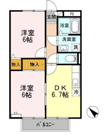 ライフステージ栗田(2DK/2階)の間取り写真
