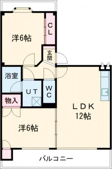 ボヌール(2LDK/1階)の間取り写真
