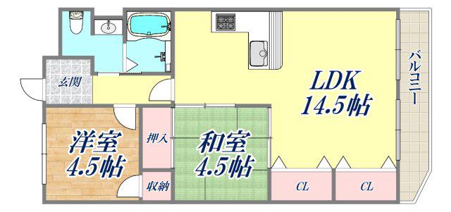 寿ハイツ(2LDK/2階)の間取り写真