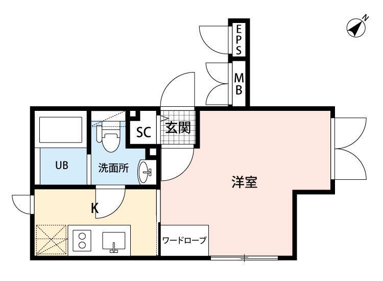 ラピス大井町II(1K/3階)の間取り写真