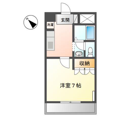 ルークス湘南(1K/2階)の間取り写真