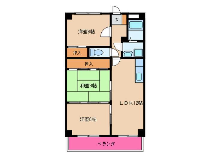 シャトレ和白丘(3LDK/4階)の間取り写真
