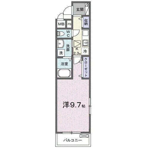 ヒカルサ加古川別府(1K/1階)の間取り写真