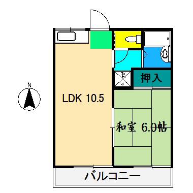 ライトコーポ(1LDK/2階)の間取り写真