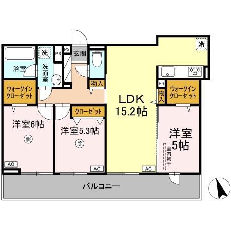 トリシア寺塚(3LDK/2階)の間取り写真