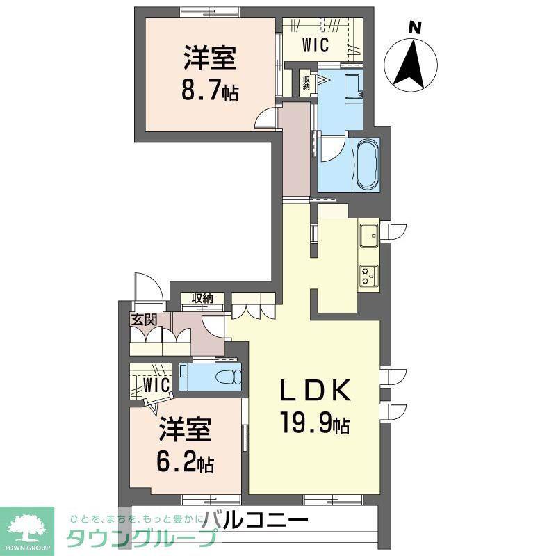 ヴァーダントエデン 深沢(2LDK/2階)の間取り写真