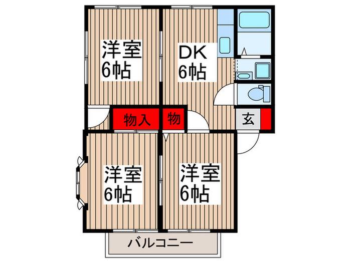 サンライフ若狭B(3DK/2階)の間取り写真