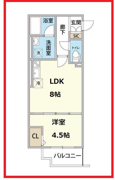 トレコート北千住(1LDK/3階)の間取り写真