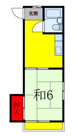 金子荘(1K/2階)の間取り写真