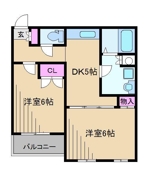 エムズ綱島西(2DK/3階)の間取り写真