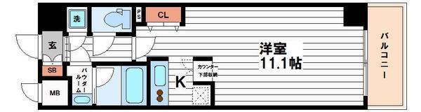 シティヒルズ安堂寺(1K/4階)の間取り写真