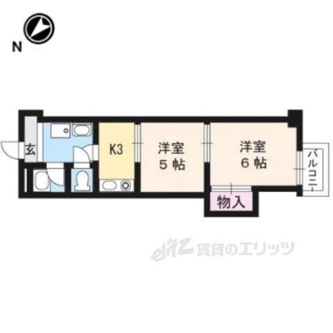 京都ノーザンフラット(2K/4階)の間取り写真