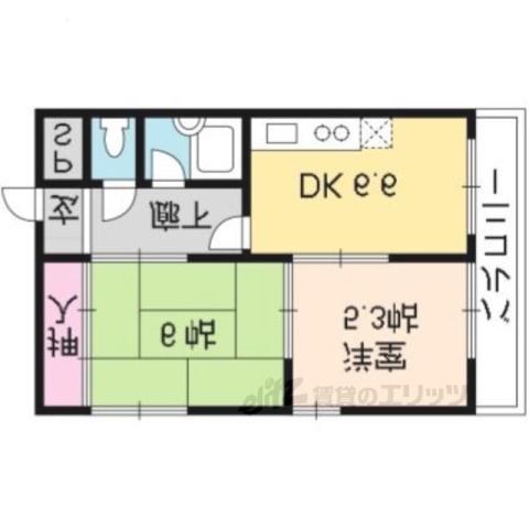 アンジェ北壺井(2DK/2階)の間取り写真