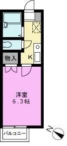 クラージュ南越谷(1K/2階)の間取り写真