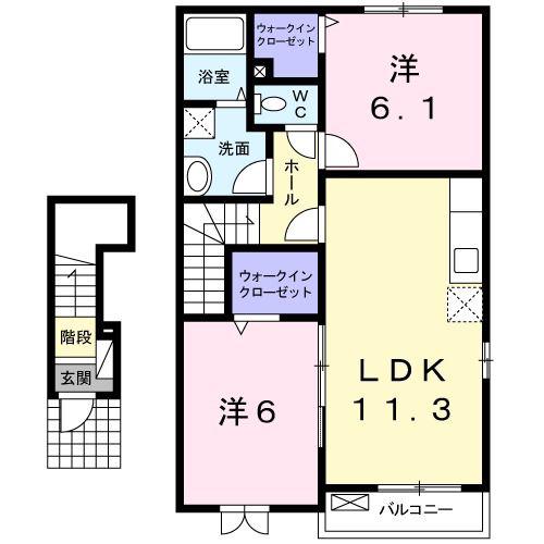 ベル・ラビイーニアC(2LDK/2階)の間取り写真