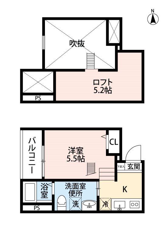 Kレジデンス名駅 (1K/2階)の間取り写真