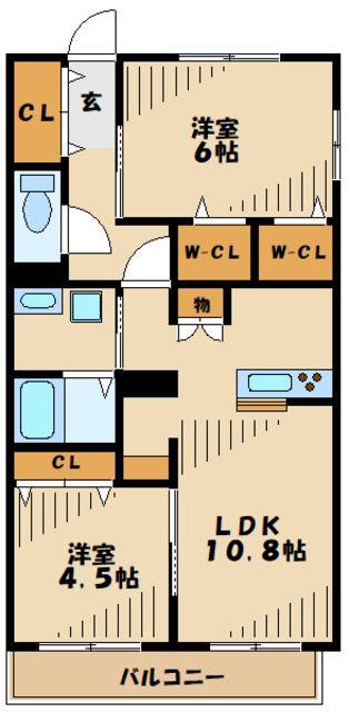 KALM 上溝(2LDK/3階)の間取り写真