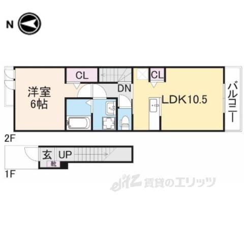 ハッピーハイツ(1LDK/2階)の間取り写真