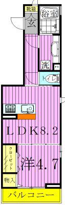 ル サンク(1LDK/3階)の間取り写真