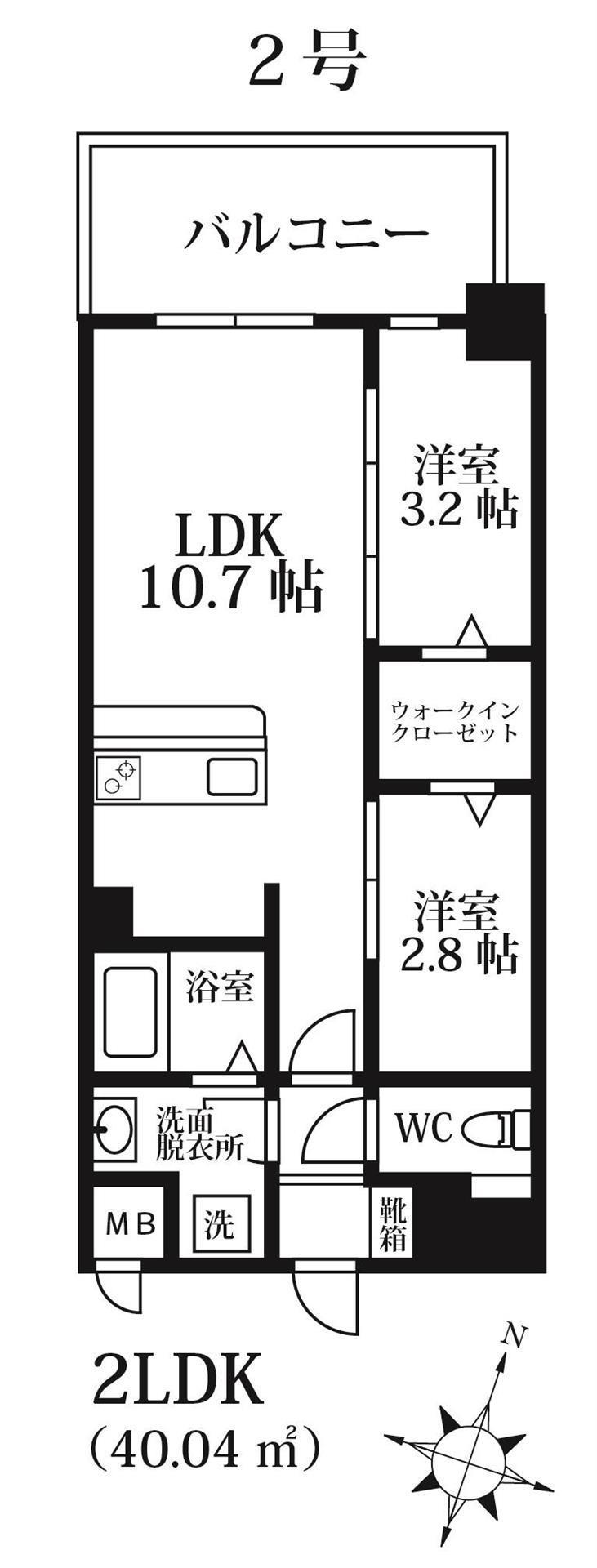 モダンパラッツォけやき通(2LDK/6階)の間取り写真
