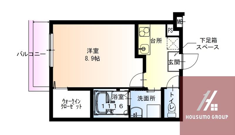 フジパレス山之内ノース(1K/2階)の間取り写真