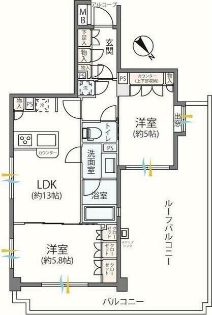 プライマリー相模大野ステーションフロント 1202(2LDK/12階)の間取り写真