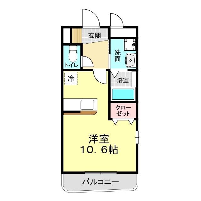 シャンドフレーズII(ワンルーム/2階)の間取り写真