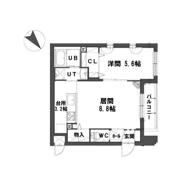 グランメール 24ウエスト(1LDK/2階)の間取り写真