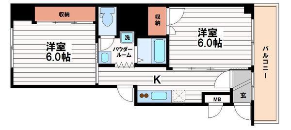 トウセン本町橋ビル(2K/5階)の間取り写真
