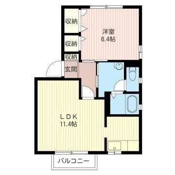カトルセゾンB(1LDK/1階)の間取り写真