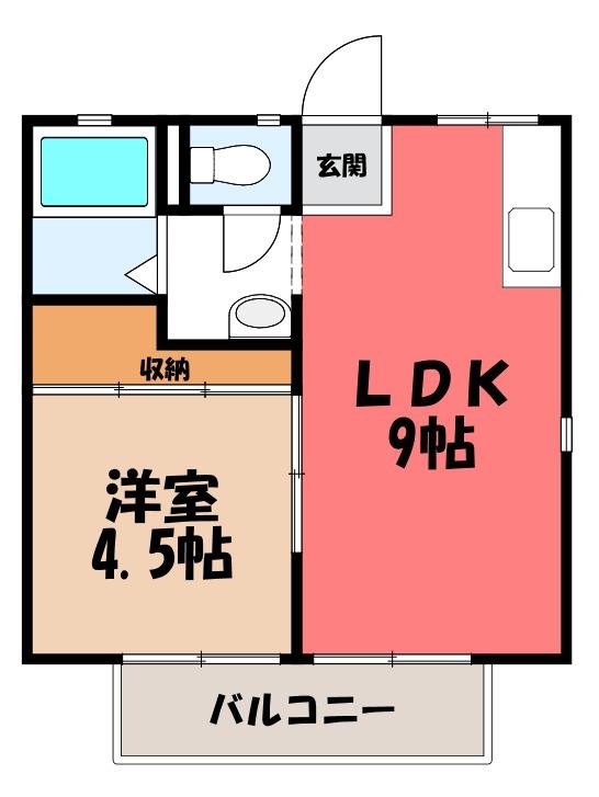 プラザ片岡(1LDK/1階)の間取り写真