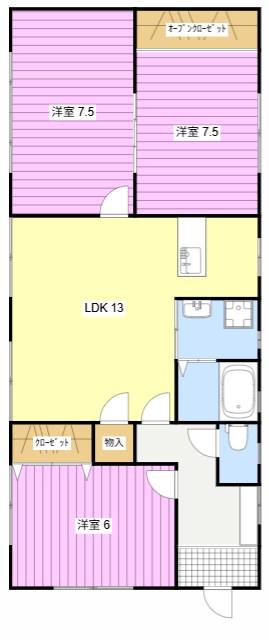 高丘東戸建長屋(3LDK/1階)の間取り写真