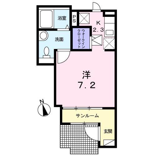 レメゾンS2(1K/1階)の間取り写真