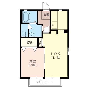 サン・ヴィレッジ(1LDK/2階)の間取り写真