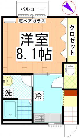 ベイサイドヒル(1K/2階)の間取り写真
