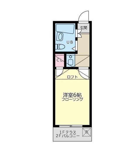 ユナイト港南ルフィー(1K/2階)の間取り写真
