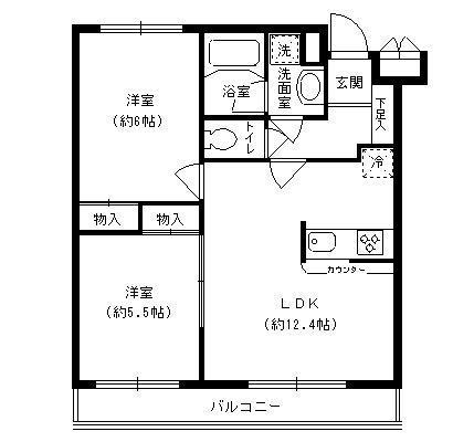 ルミエール妙蓮寺II(2LDK/3階)の間取り写真