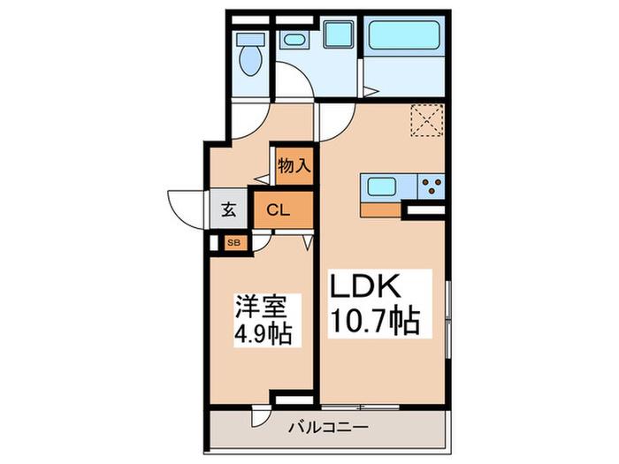 リベラマーロV(1LDK/2階)の間取り写真