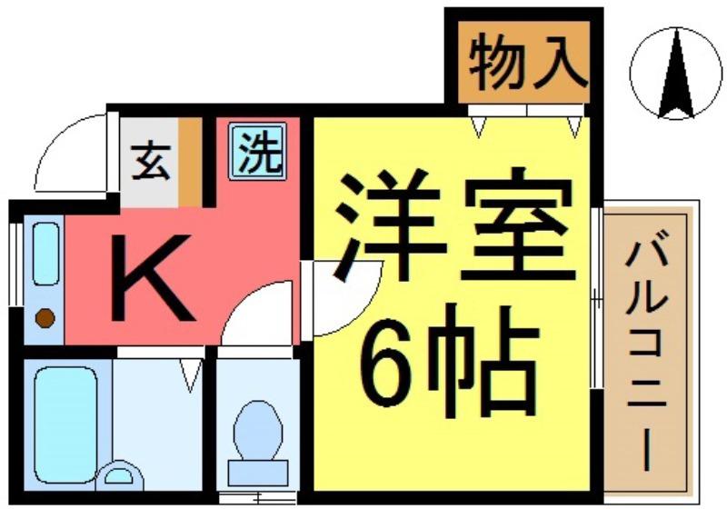 ハイツオオタ(1K/2階)の間取り写真