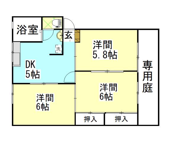 クリスタルハイツ平福(3DK/1階)の間取り写真