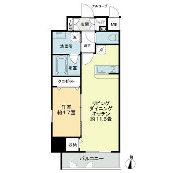 プレイス白壁(1LDK/15階)の間取り写真