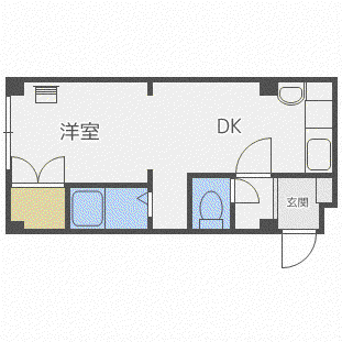 セサミハウス麻生(1DK/3階)の間取り写真