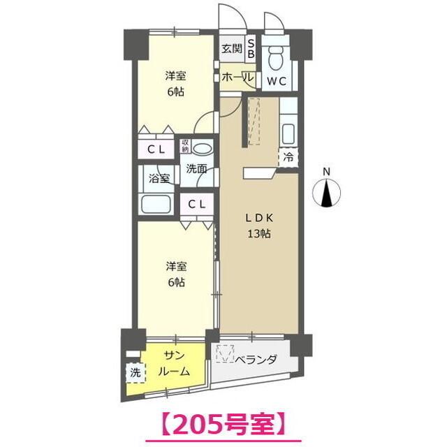 エーデルワイス(2LDK/2階)の間取り写真